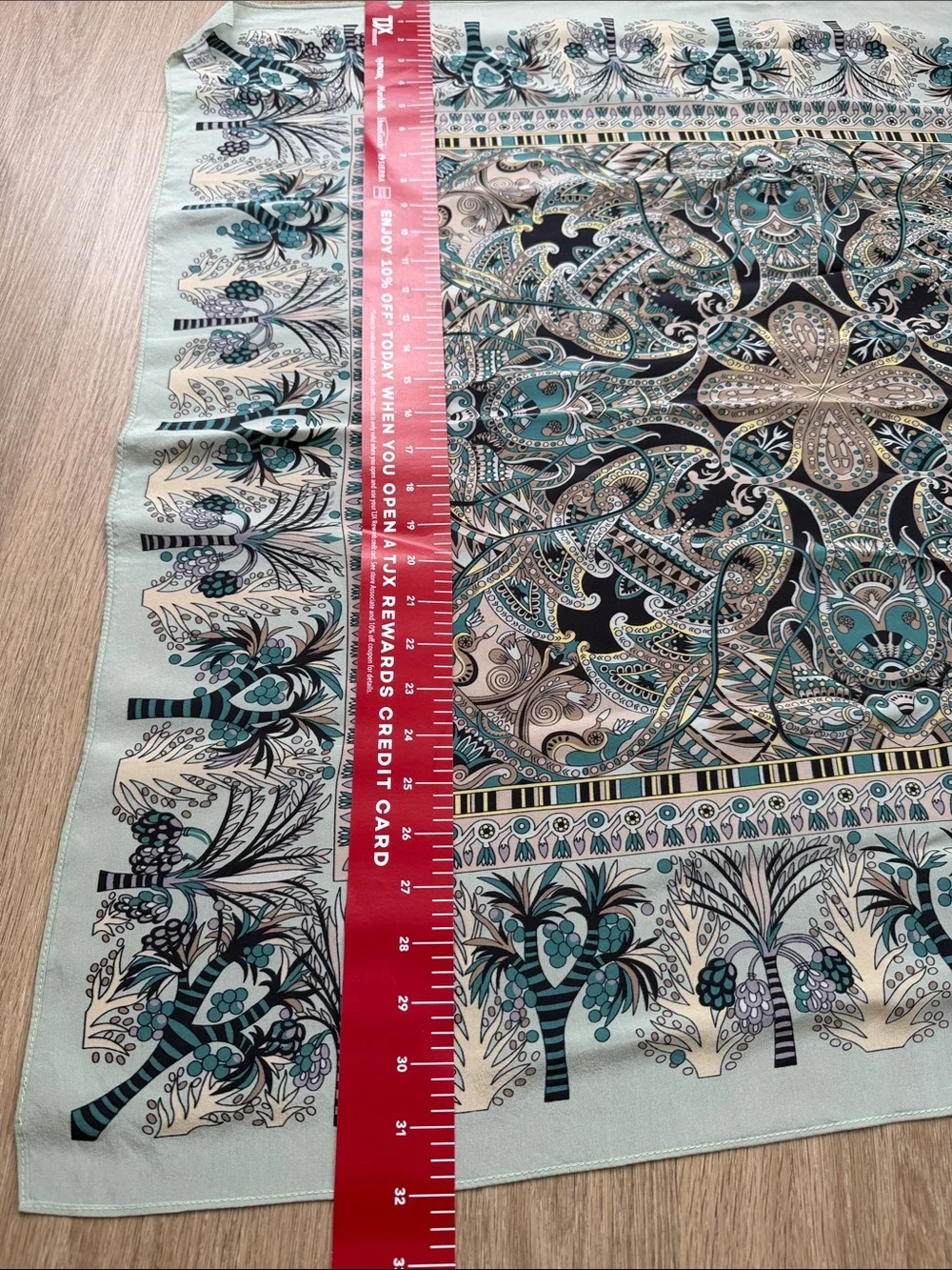 Pavlovo Posad 100% Silk Scarf Made in Russia Teal Paisley Square Shawl